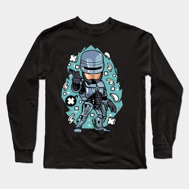 Chibi Robocop Long Sleeve T-Shirt by Mecha Design by MechaRon